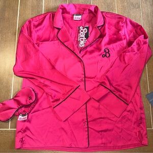 Barbie Movie x Zara Pink Satin Effect Sleep Shirt and Sleep Mask size XL NWT